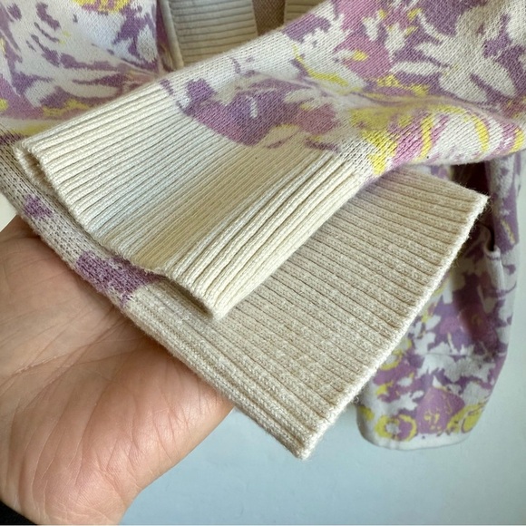 Isaac Mizrahi Live Purple Yellow Spring Floral Tight Knit Long Line Cardigan 1X - Picture 3 of 9